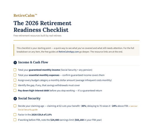 2026 Retirement Readiness Checklist